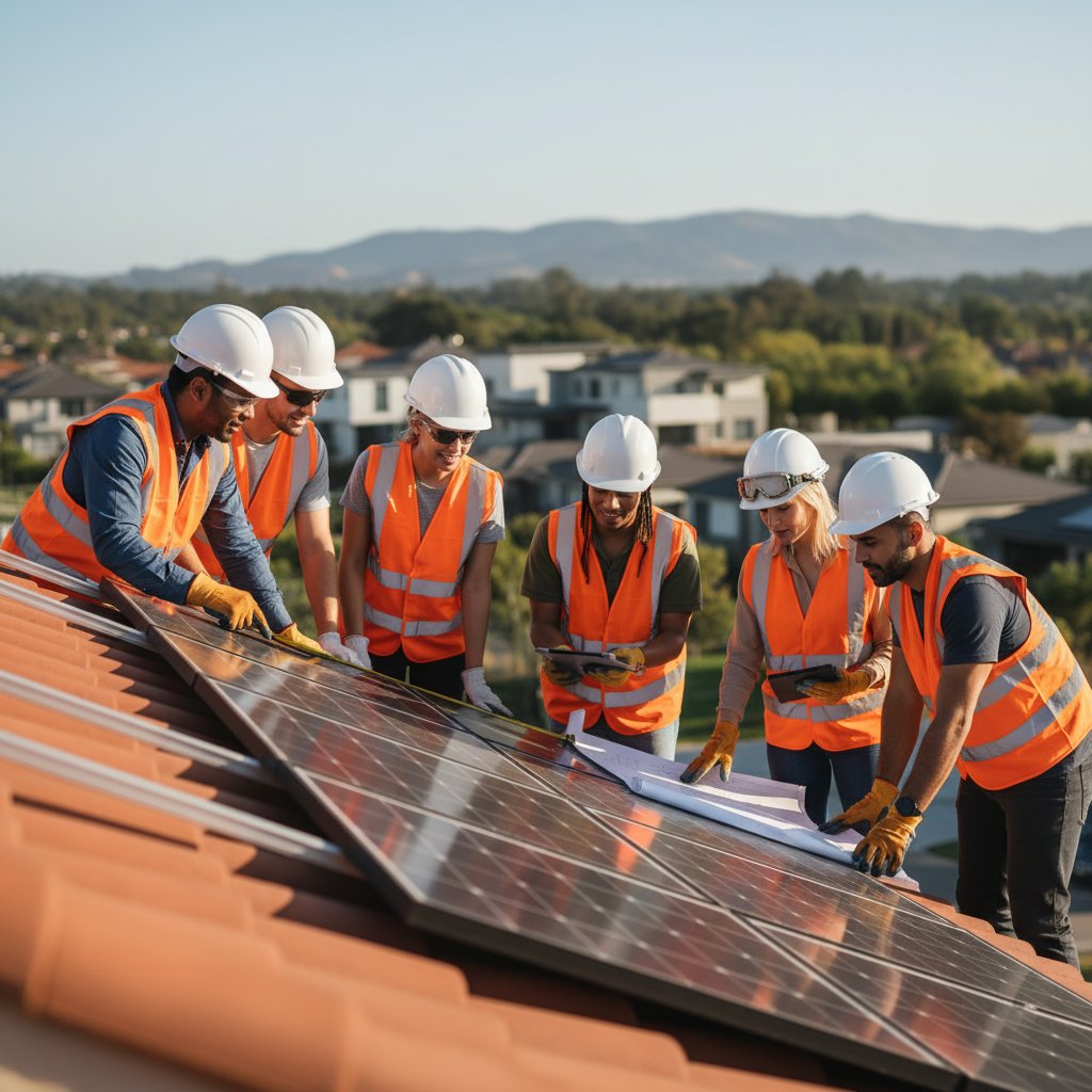 Lozeje solar panel installation team working on residential roof in Toronto